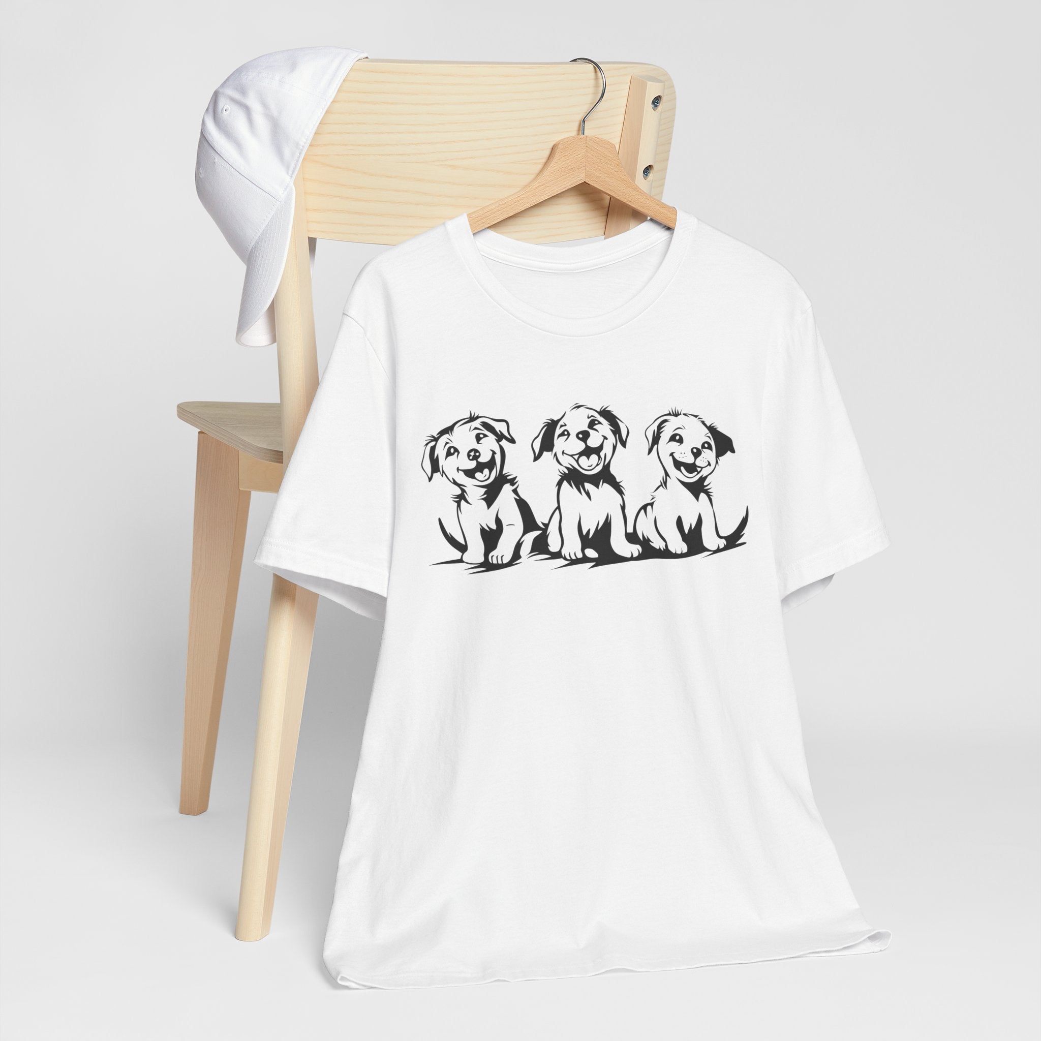 Three Dogs T-Shirt – Hand-Drawn Line Art Dog Tee UK