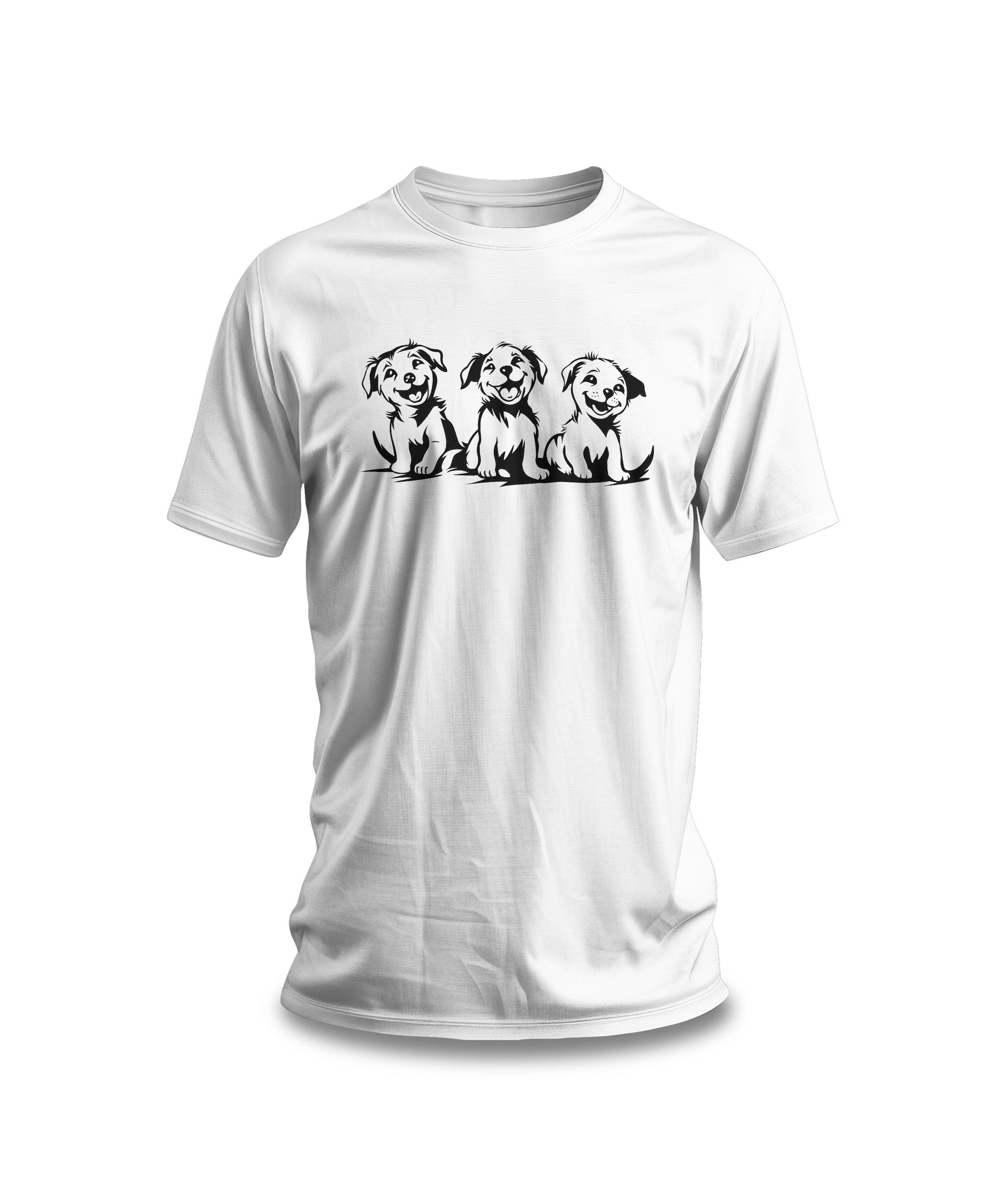 Three Dogs T-Shirt – Hand-Drawn Line Art Dog Tee UK