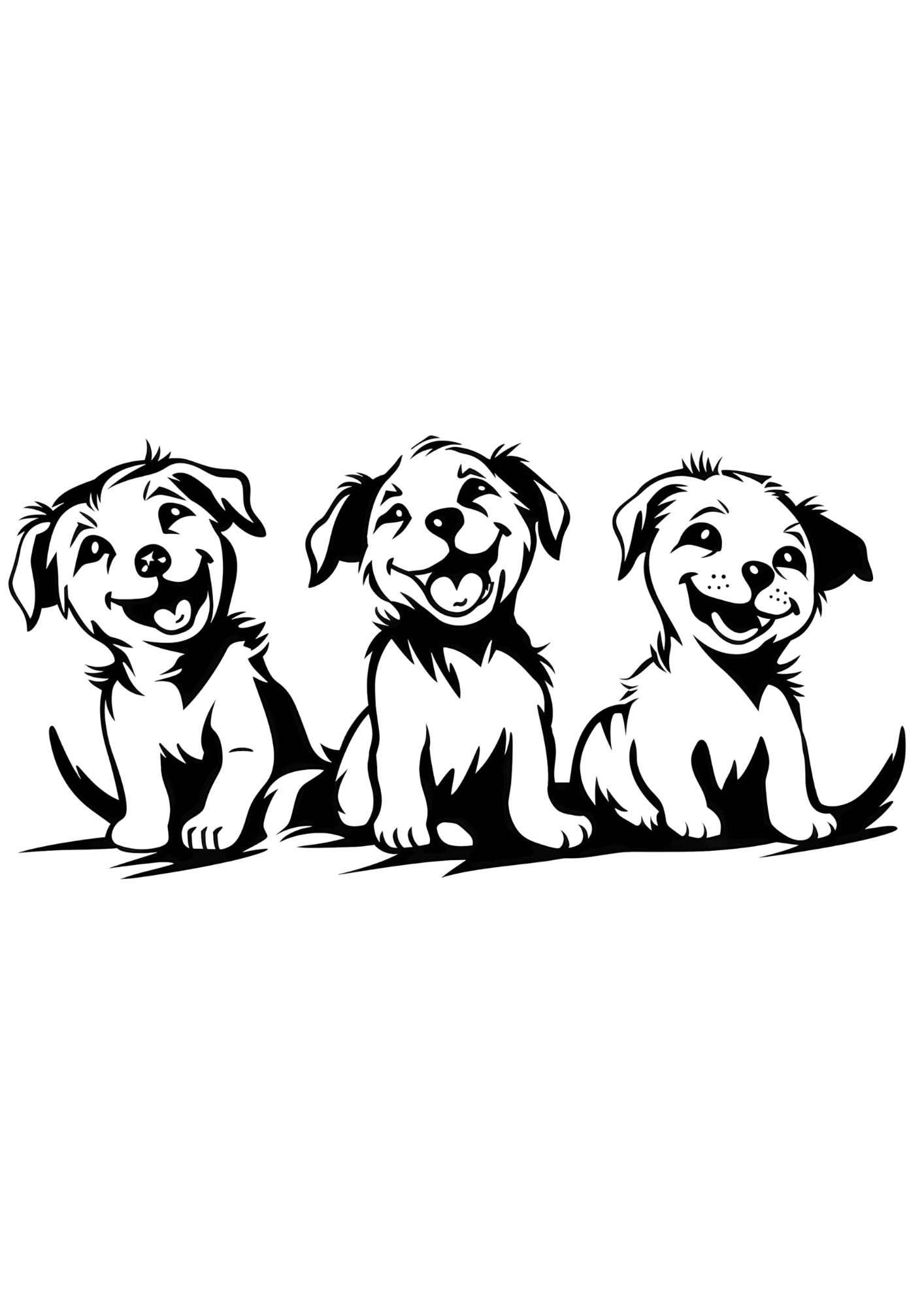 Three Dogs T-Shirt – Hand-Drawn Line Art Dog Tee UK