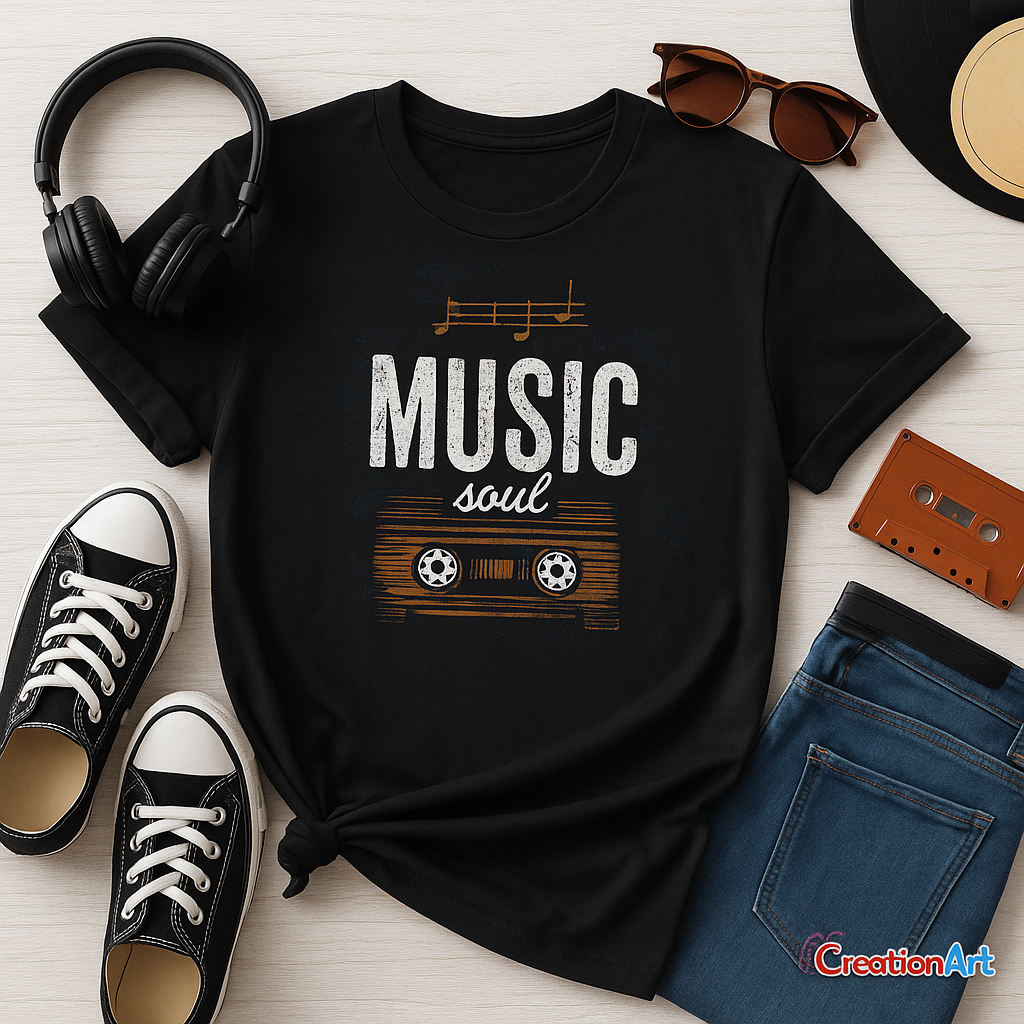 Music Soul T-Shirt – Retro Cassette Tape Graphic Tee | Music Lover Gift UK