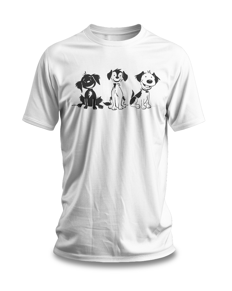 Minimalist dog lover t-shirt with black and white pups