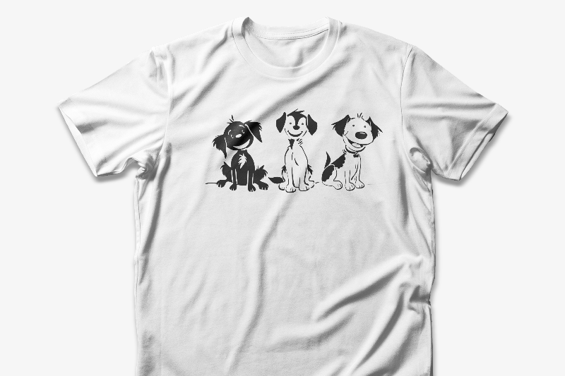 Minimalist dog lover t-shirt with black and white pups