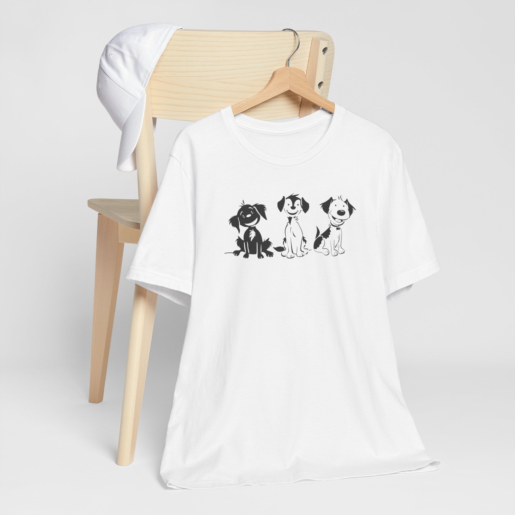 Minimalist dog lover t-shirt with black and white pups