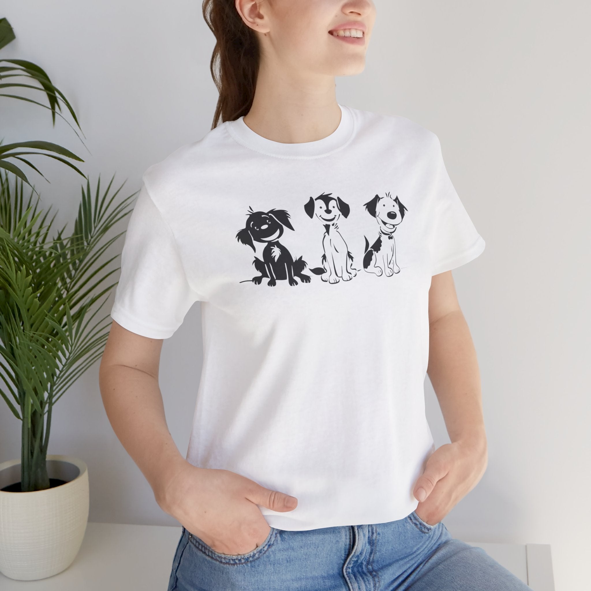 Minimalist dog lover t-shirt with black and white pups