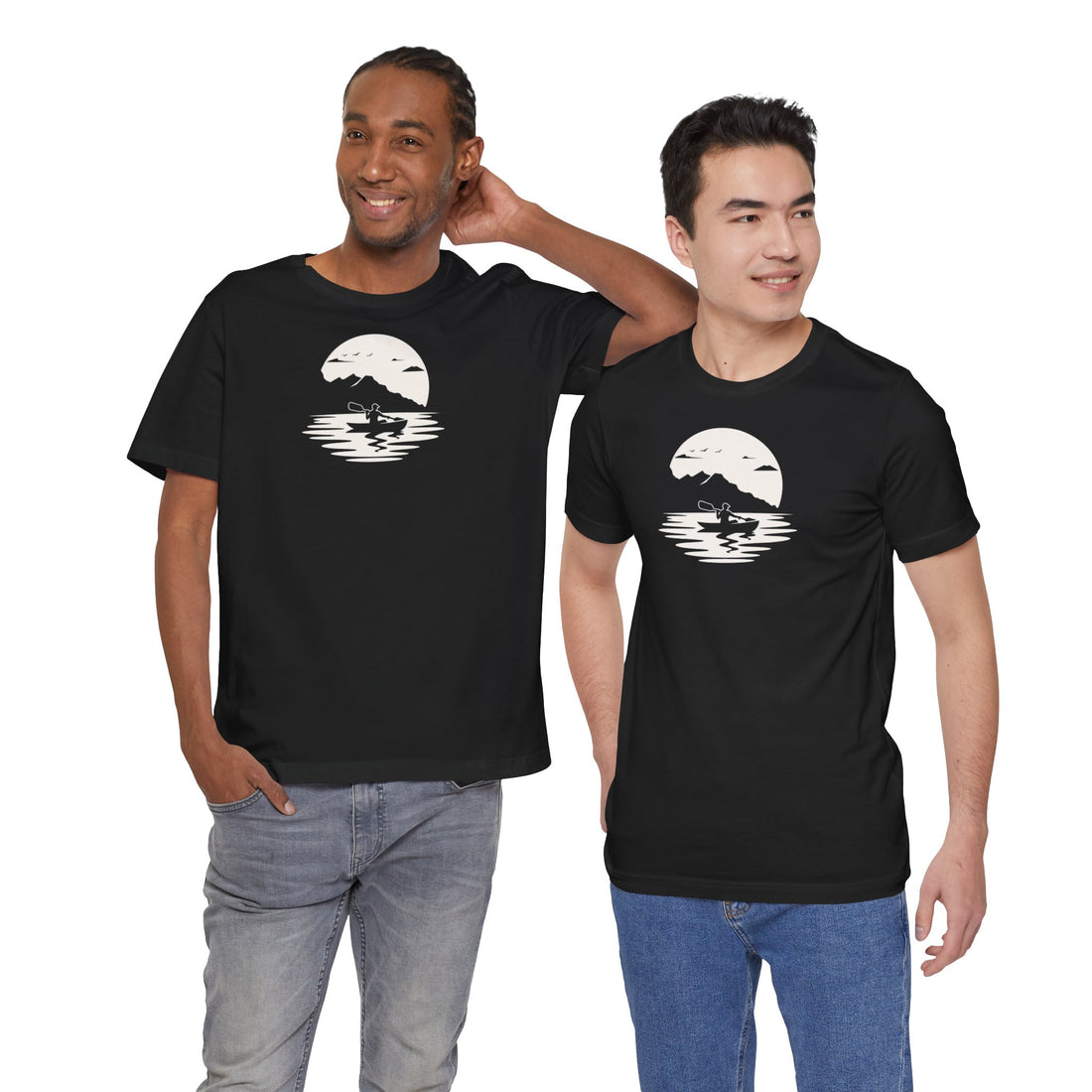 Kayaking Under the Moon T-shirt | Adventure Silhouette Design | Outdoor Enthusiast Gift Tee