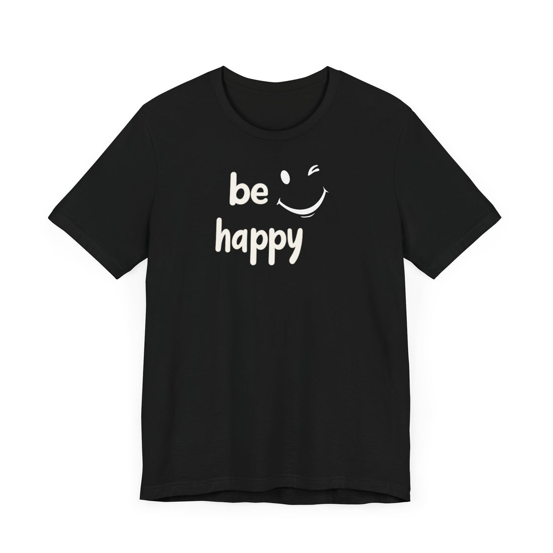 Be Happy T-Shirt | Black Cotton Tee with Motivational Quote and Smiley Design | Comfortable and Stylish Unisex Shirt