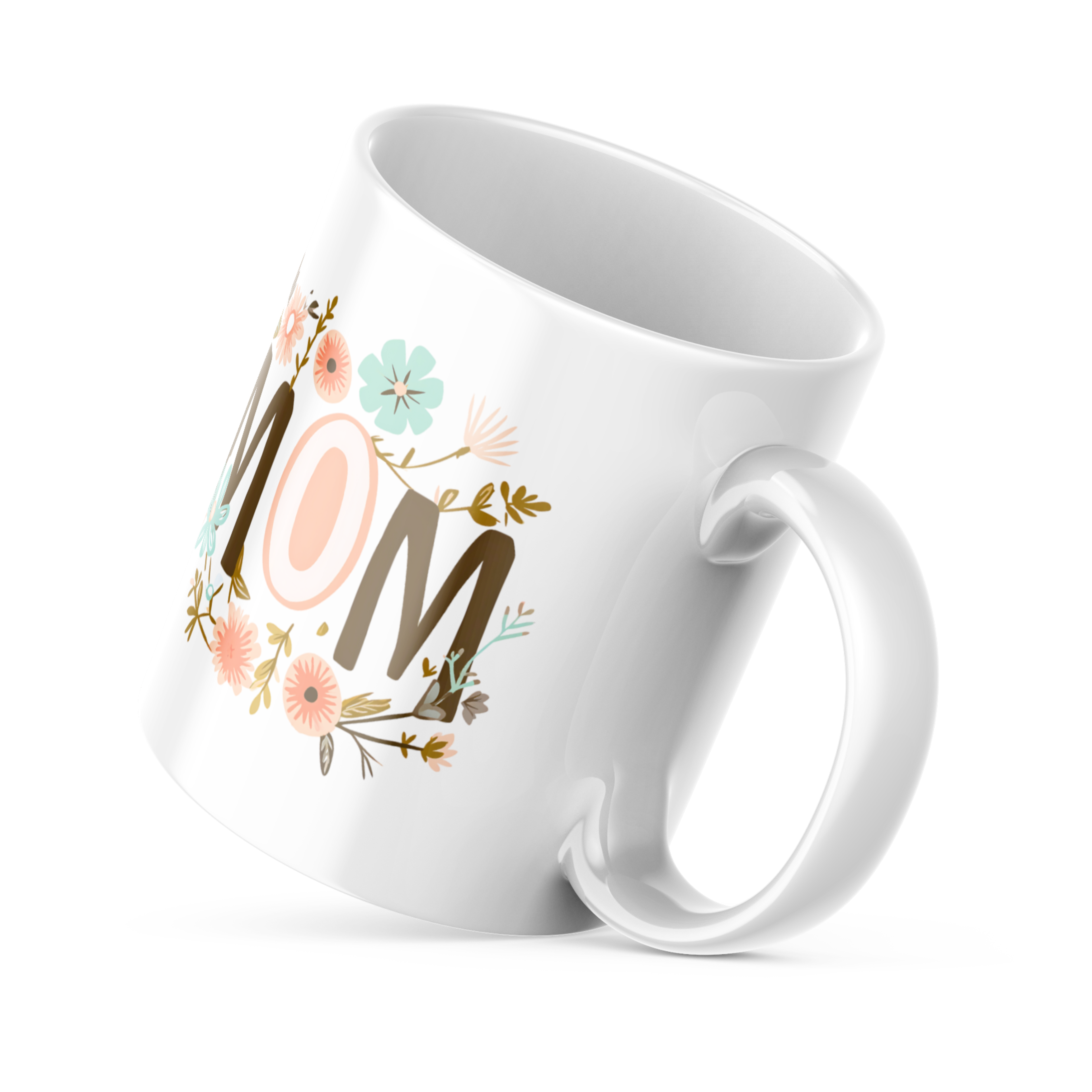 Ceramic mug with pastel flower design for mum