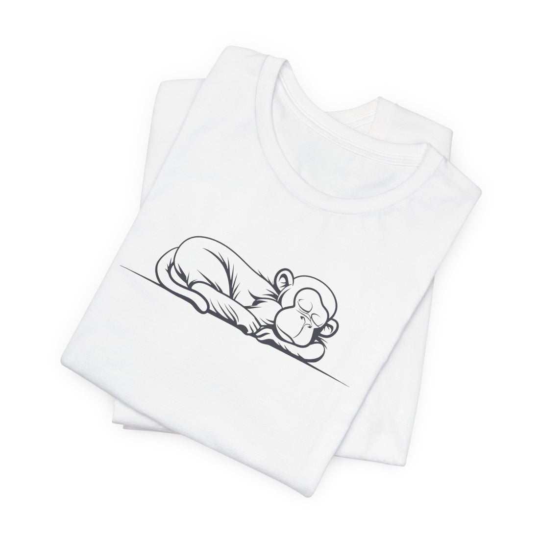 Sleeping Baby Monkey T-shirt | Minimalist Line Art | Casual Animal Graphic Tee