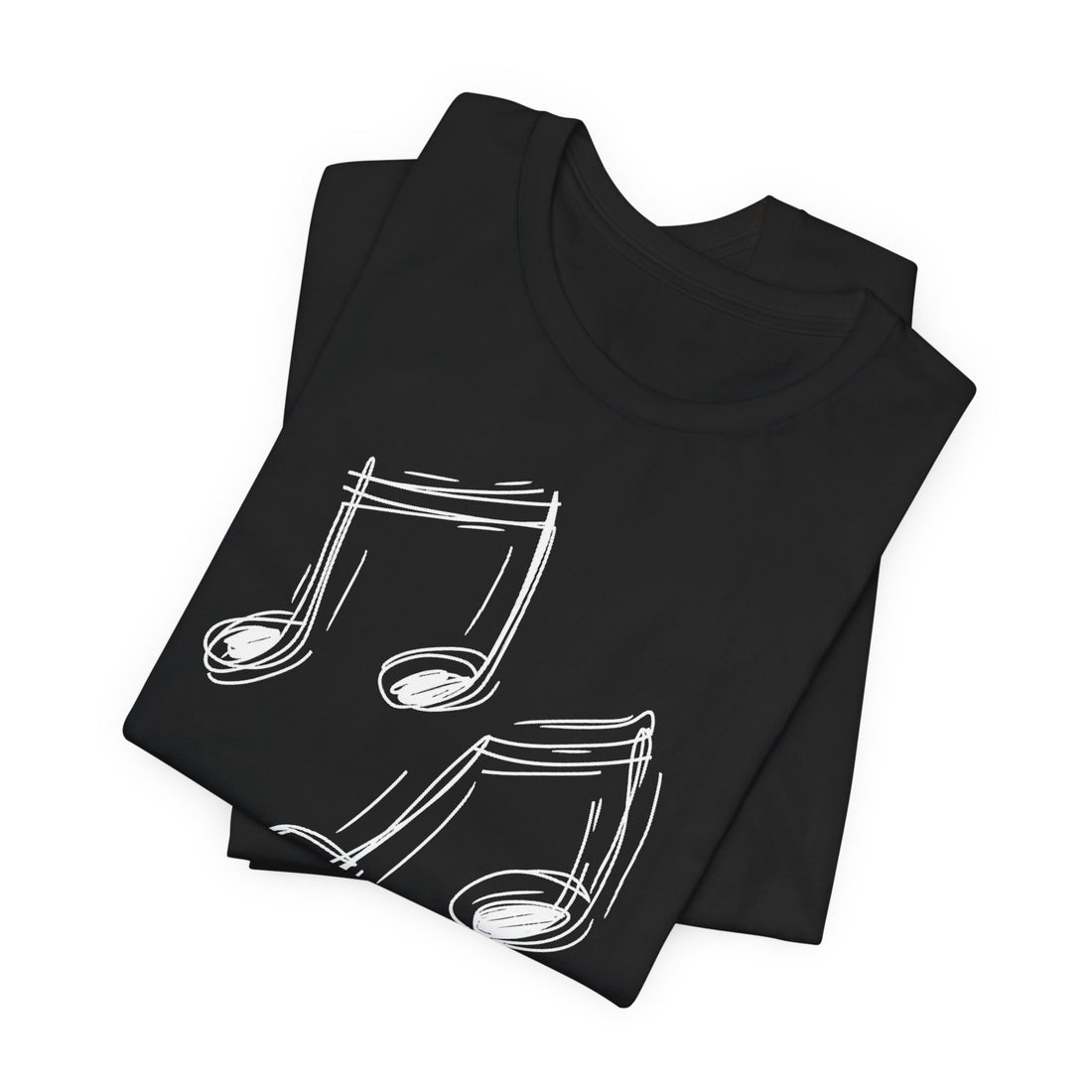 Music Notes Graphic T-Shirt | Black Cotton Tee with Minimalist Music Design | Stylish and Comfortable Unisex Shirt for Music Lovers