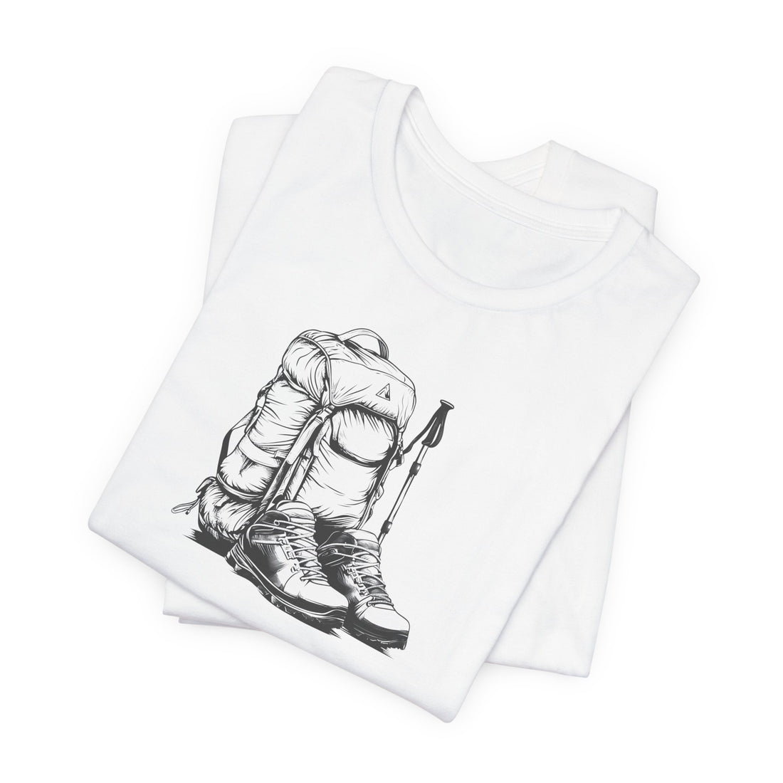 Adventure Backpack & Hiking Boots T-shirt | Outdoor Gear Illustration | Perfect Tee for Hikers and Nature Lovers