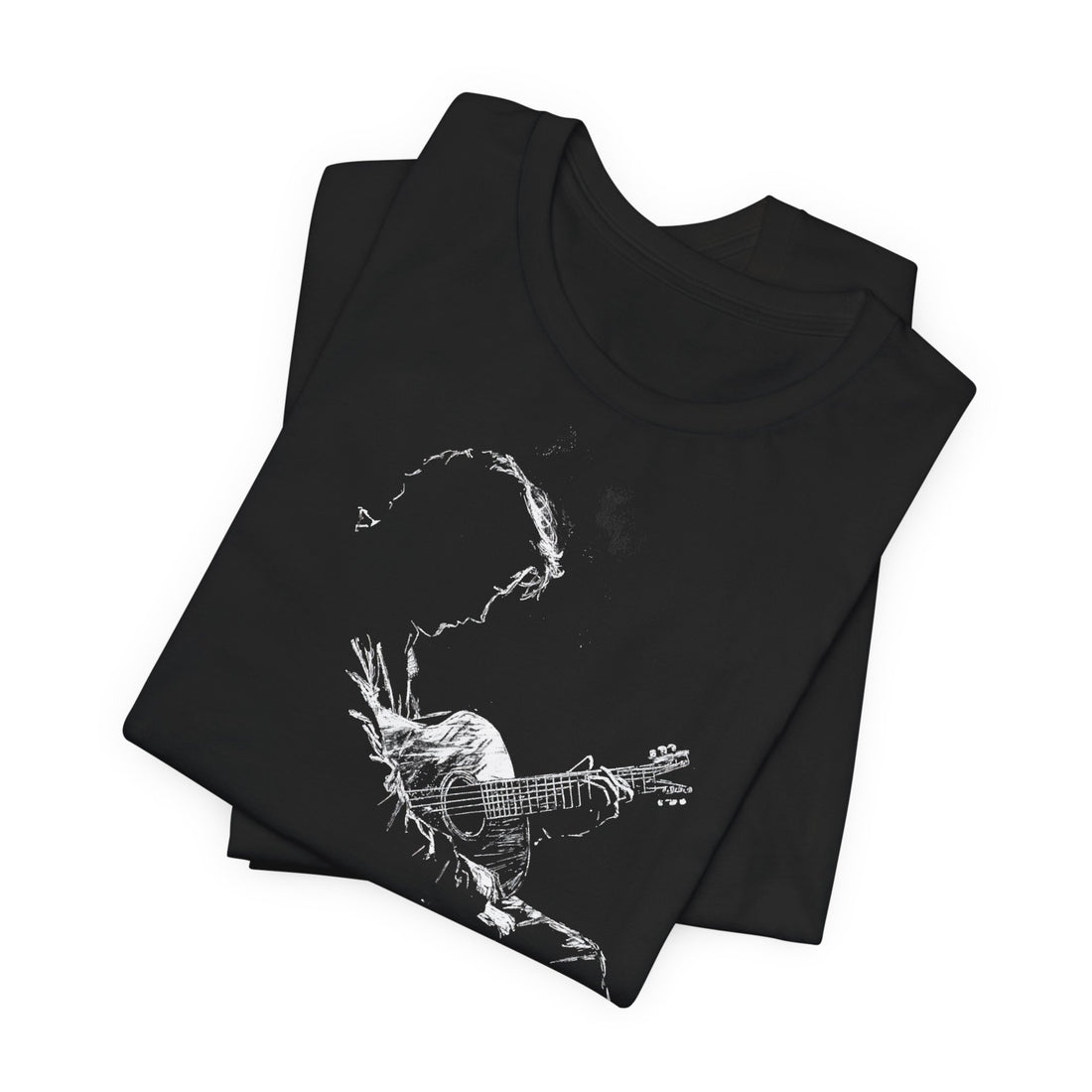 Guitarist Silhouette T-Shirt | Black Cotton Tee with Artistic Guitar Design | Stylish and Comfortable Unisex Shirt for Music Lovers