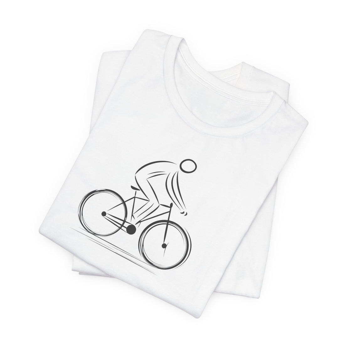 Minimalist Cyclist T-Shirt | White Cotton Unisex Tee with Clean Bicycle Line Art Design | Ideal for Cycling Enthusiasts