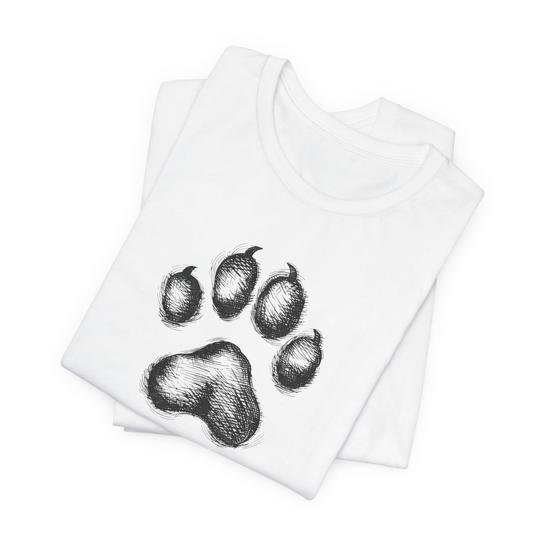 Paw Print T-Shirt | White Cotton Tee with Detailed Black Paw Design | Stylish and Comfortable Unisex Shirt for Animal Lovers