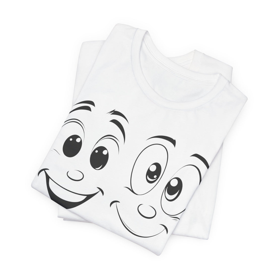 Happy Faces Graphic T-Shirt | White Cotton Tee with Fun Cartoon Smile Design | Comfortable and Stylish Unisex Shirt