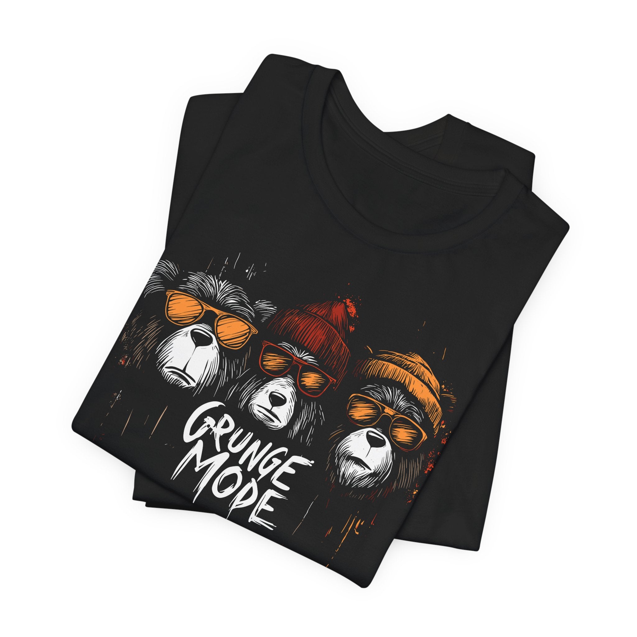 Grunge Mode T‑Shirt – Bear Trio Streetwear Graphic – Unisex Black UK