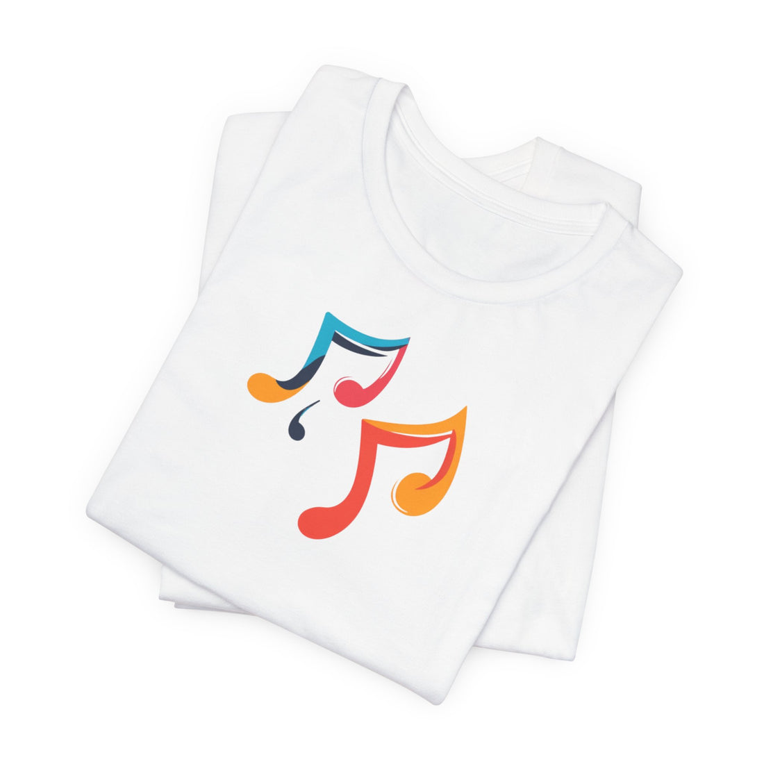 Colorful Music Notes T-Shirt | White Cotton Tee with Vibrant Musical Design | Stylish and Comfortable Unisex Shirt