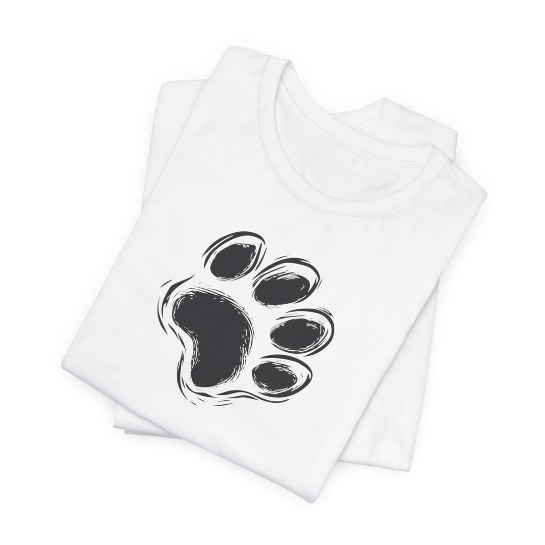 Paw Print T-Shirt | White Cotton Tee with Bold Black Paw Design | Stylish and Comfortable Unisex Shirt for Animal Lovers