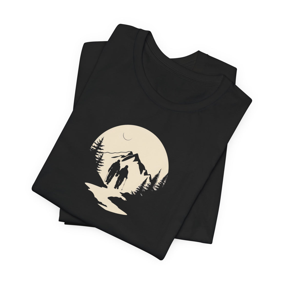 Moonlit Hiking Adventure T-shirt | Mountain Landscape Design | Outdoors Lover Gift Tee