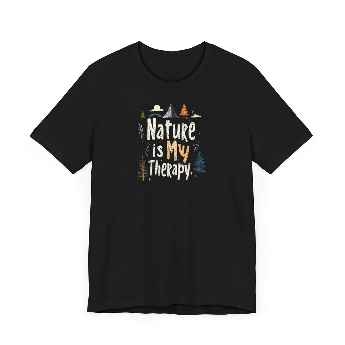 Nature Is My Therapy T-Shirt | Black Cotton Tee with Outdoor Adventure Design | Comfortable and Stylish Unisex Shirt