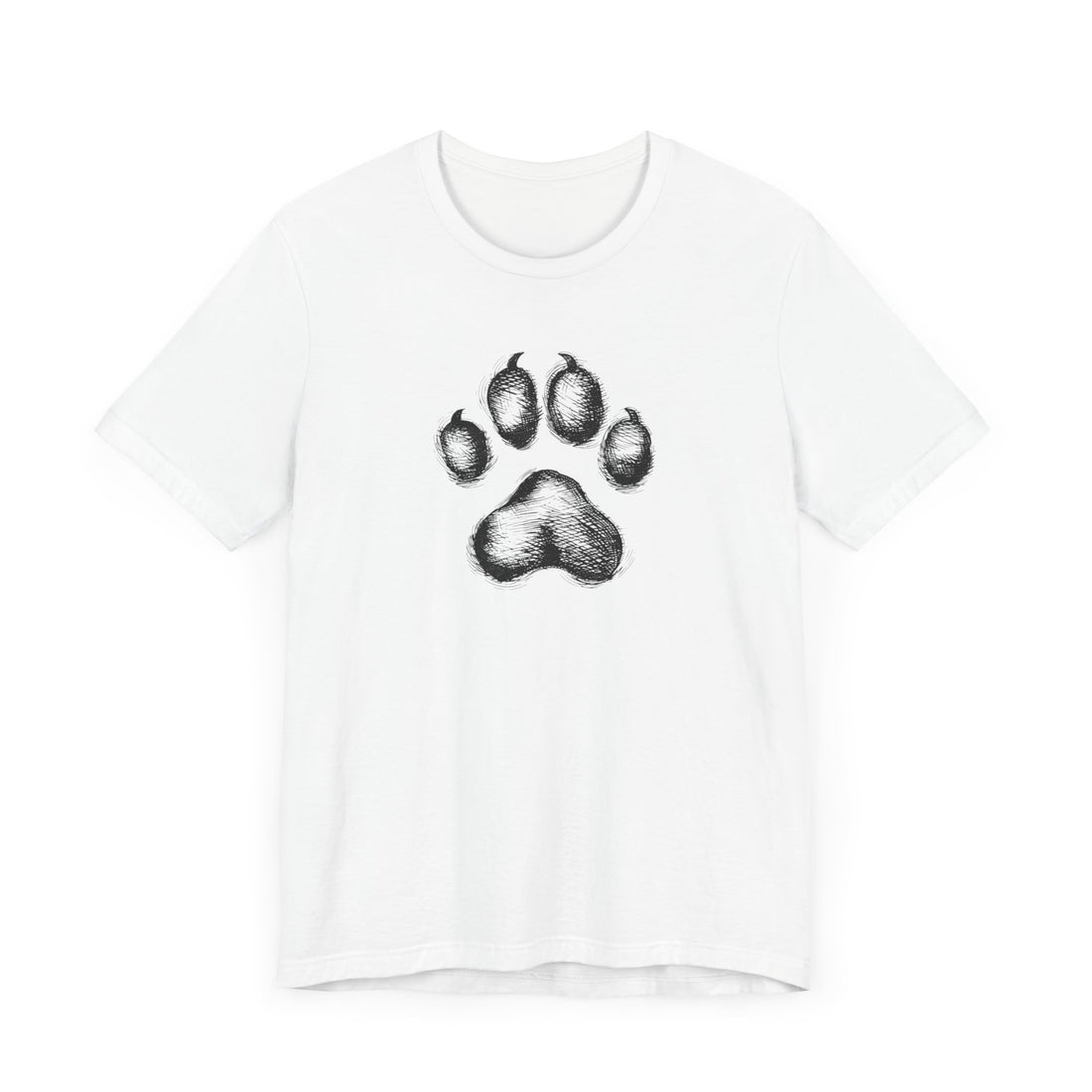 Paw Print T-Shirt | White Cotton Tee with Detailed Black Paw Design | Stylish and Comfortable Unisex Shirt for Animal Lovers