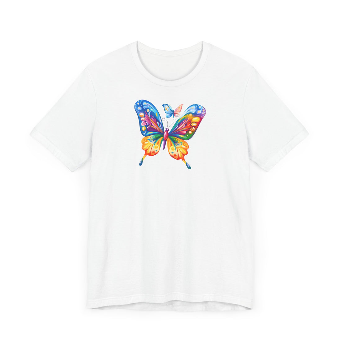 Colorful Butterfly Graphic T-Shirt | 100% Cotton White Tee with Vibrant Butterfly Design | Stylish and Comfortable Unisex Shirt