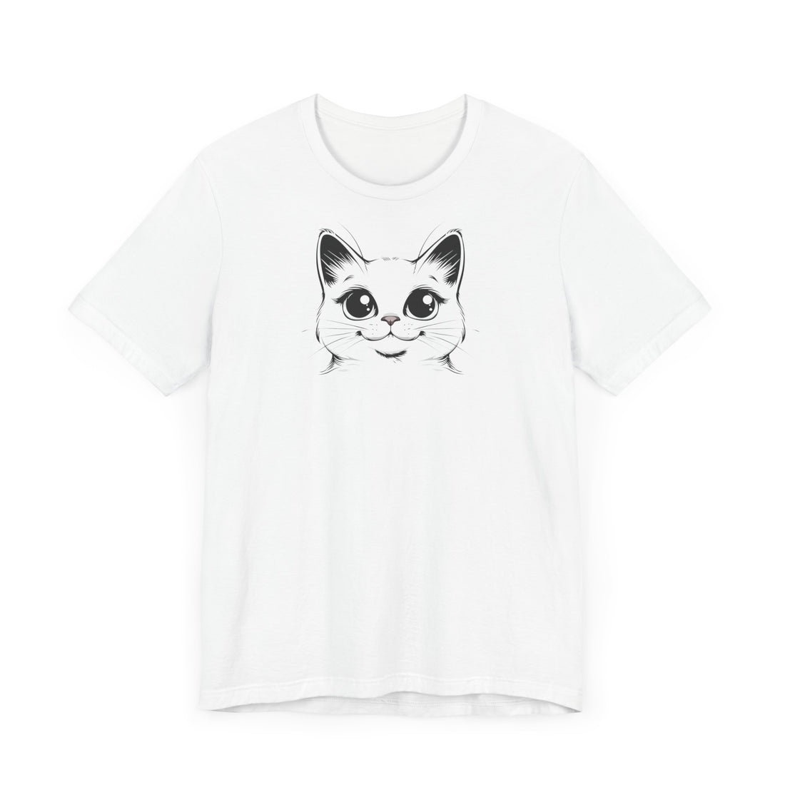 Cute Big-Eyed Cat T-shirt | Adorable Feline Art Design | Casual Animal Lover Tee