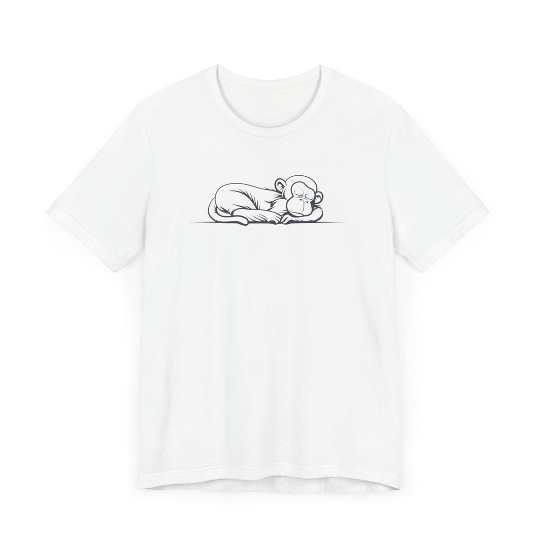 Sleeping Baby Monkey T-shirt | Minimalist Line Art | Casual Animal Graphic Tee