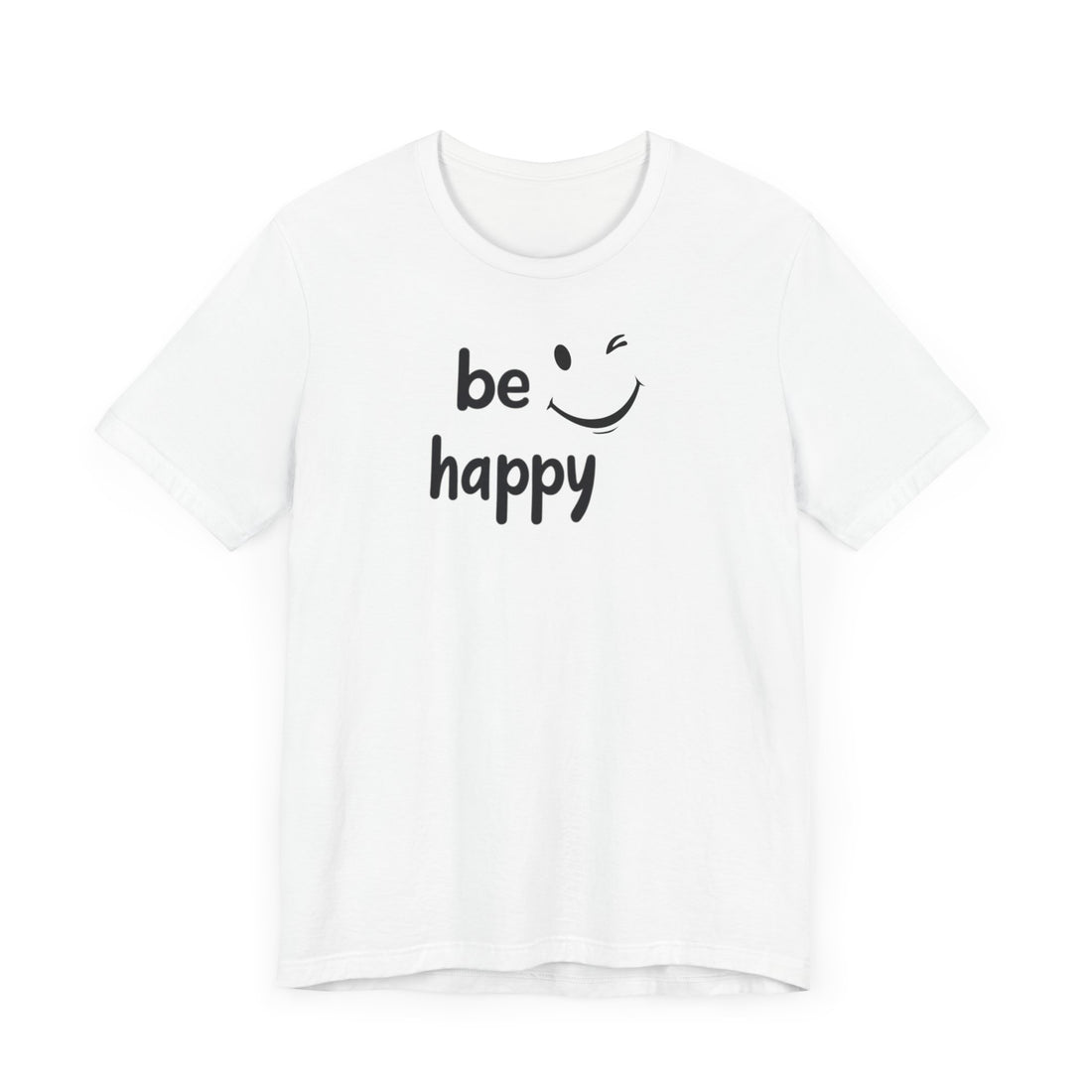 Be Happy T-Shirt | Black Cotton Tee with Motivational Quote and Smiley Design | Comfortable and Stylish Unisex Shirt