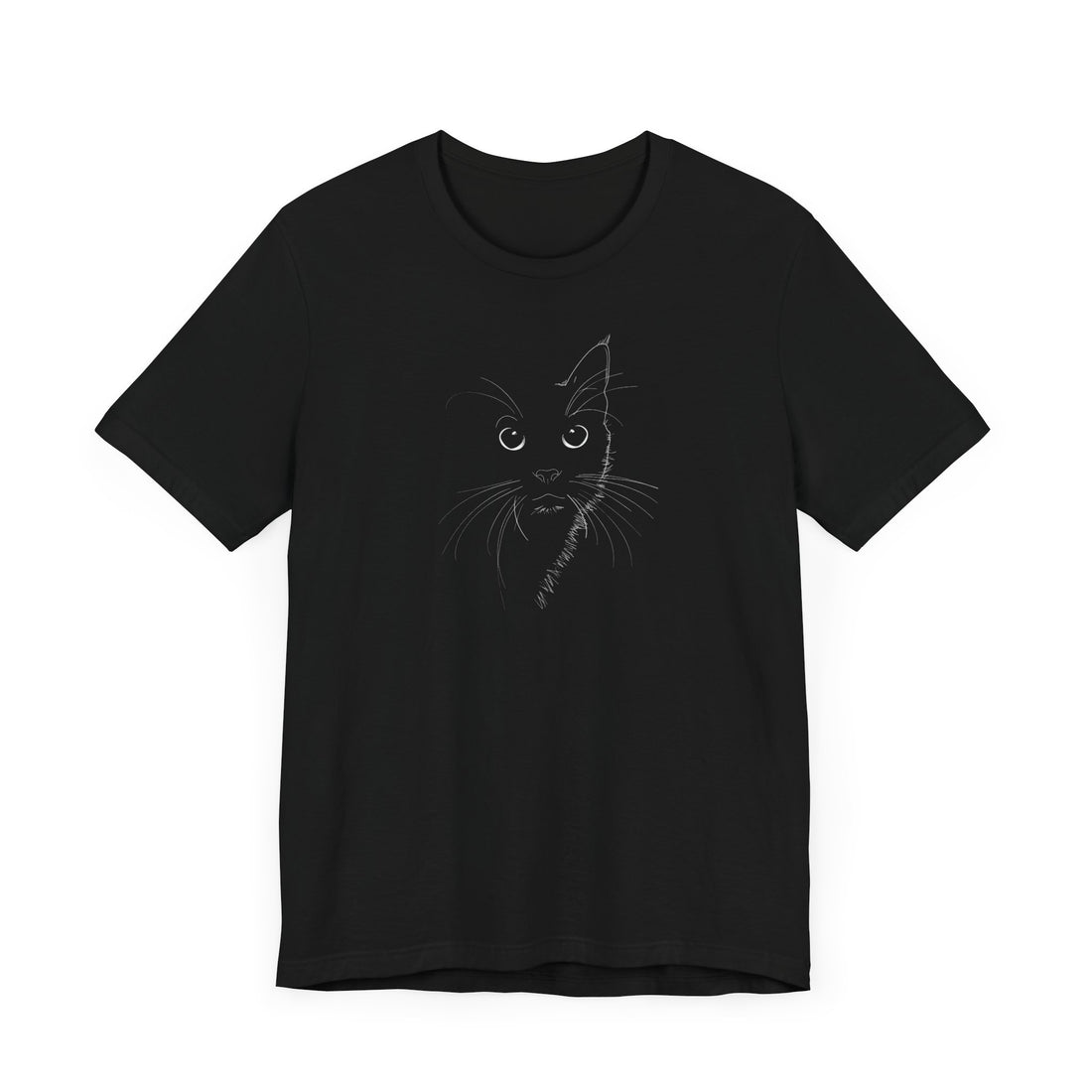 Curious Cat Line Art T-shirt | Minimalist Cat Design | Gift for Cat Lovers