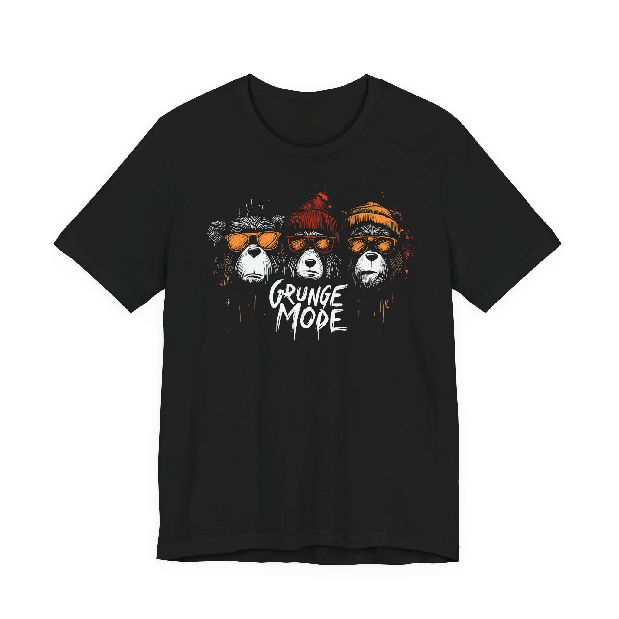 Grunge Mode T‑Shirt – Bear Trio Streetwear Graphic – Unisex Black UK