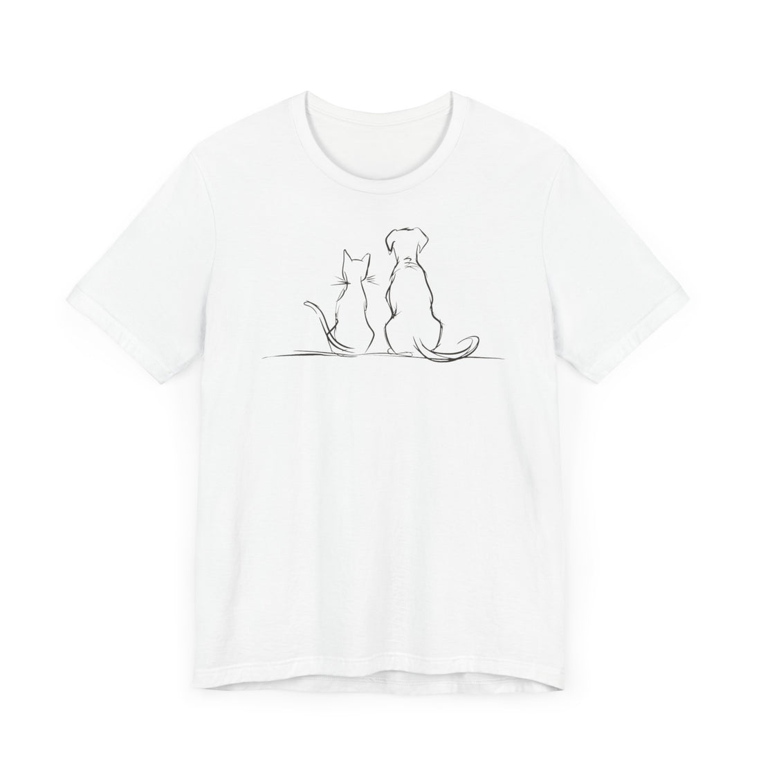 Cat and Dog Friendship T-shirt | Minimalist Pet Design | Animal Lover Gift Tee