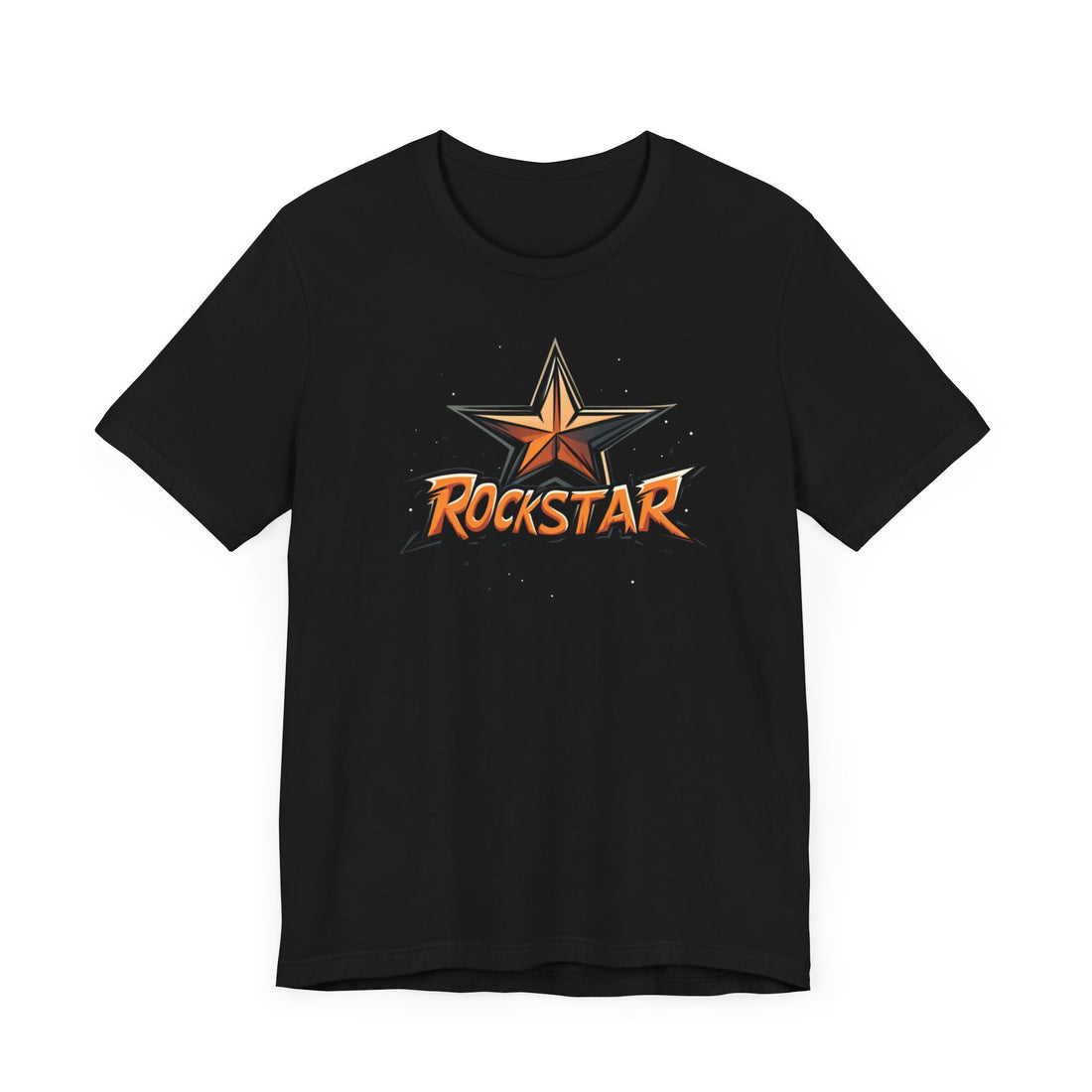 Rockstar T-Shirt | Black Cotton Tee with Bold Star Design and Graphic Text | Stylish and Comfortable Unisex Shirt