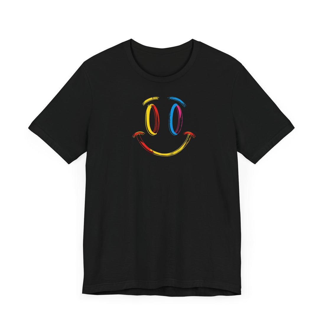 Colorful Smiley Face T-shirt | Vibrant Brushstroke Design | Positive Vibes Gift Tee