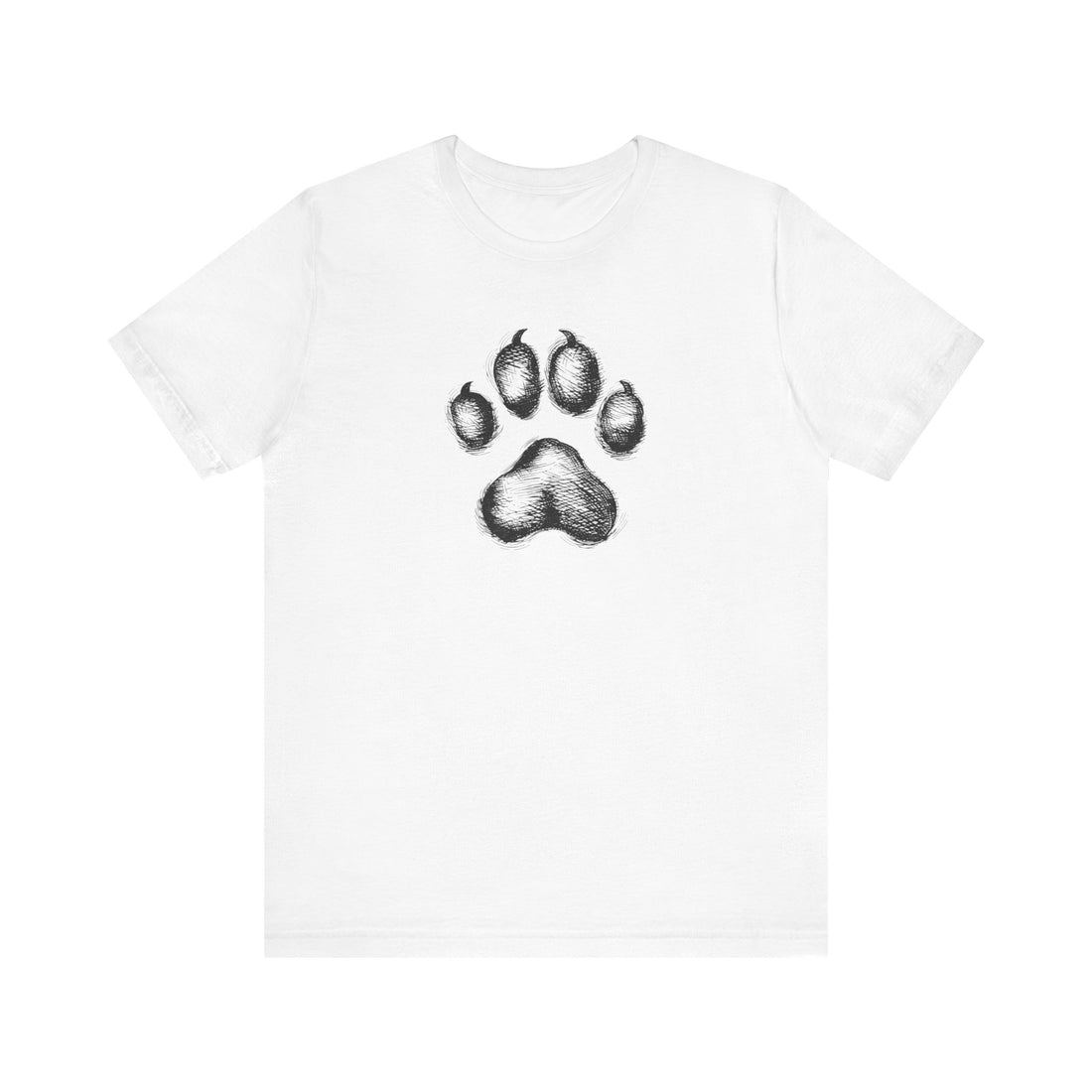 Paw Print T-Shirt | White Cotton Tee with Detailed Black Paw Design | Stylish and Comfortable Unisex Shirt for Animal Lovers