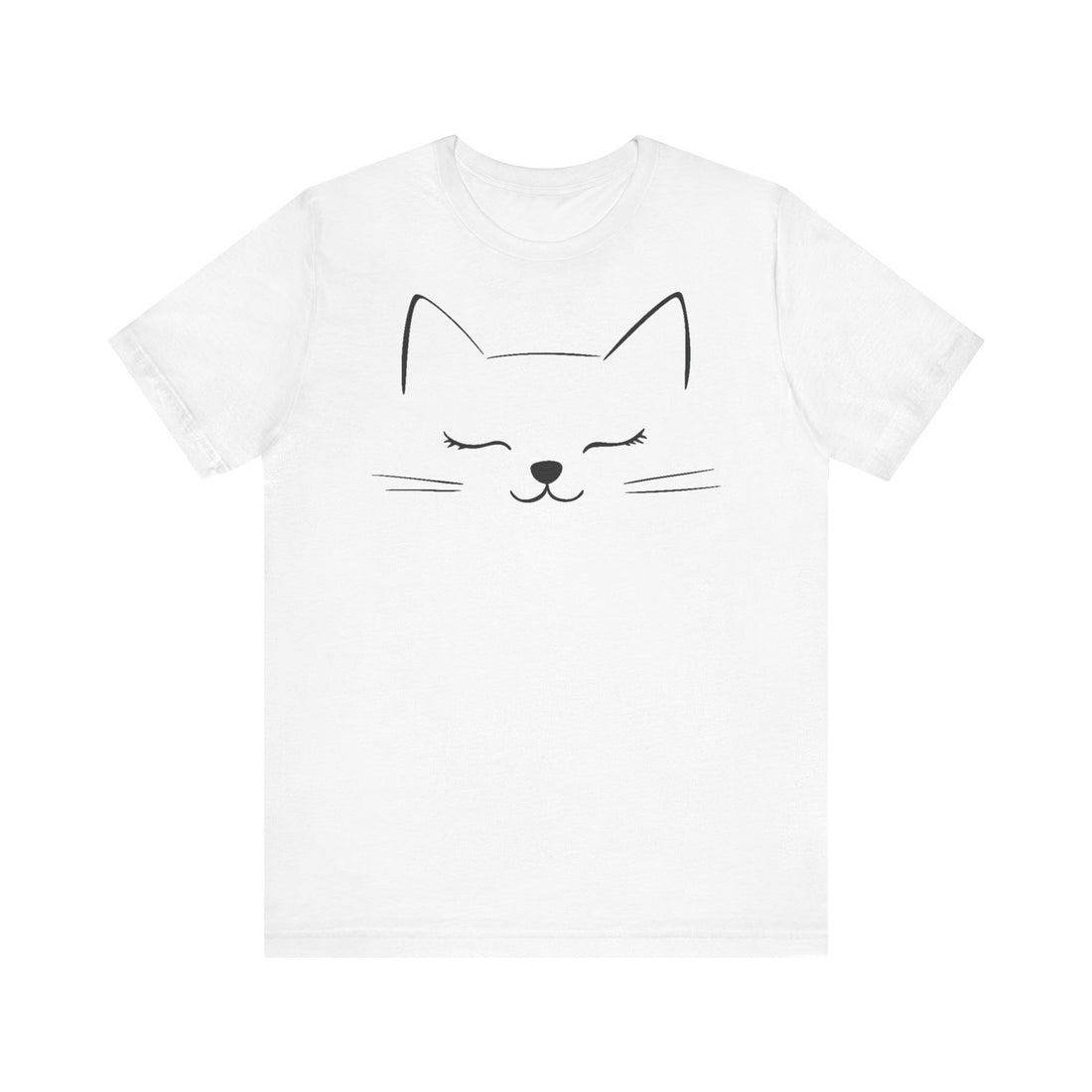 Minimalist Cat Face T-Shirt | White Cotton Tee with Simple Cat Design | Comfortable and Stylish Unisex Shirt for Cat Lovers