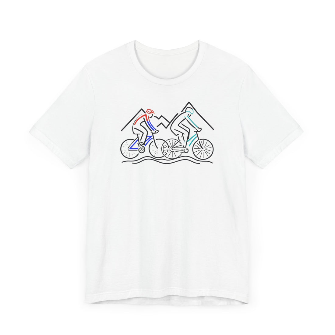 Mountain Biking T-Shirt | Line Art Cyclist Tee | Adventure Cycling Shirt | Minimalist Bike Design | Perfect Gift for Biking Enthusiasts