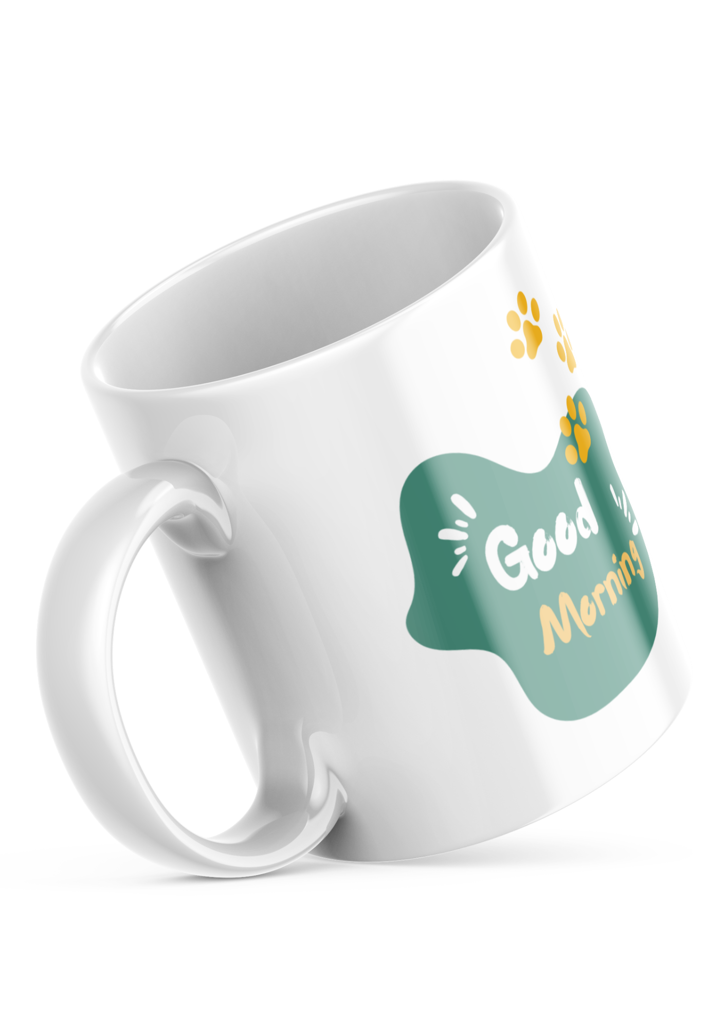 artistic kitty line art with paw prints – 11oz ceramic