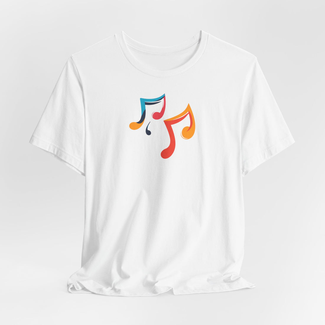 Colorful Music Notes T-Shirt | White Cotton Tee with Vibrant Musical Design | Stylish and Comfortable Unisex Shirt