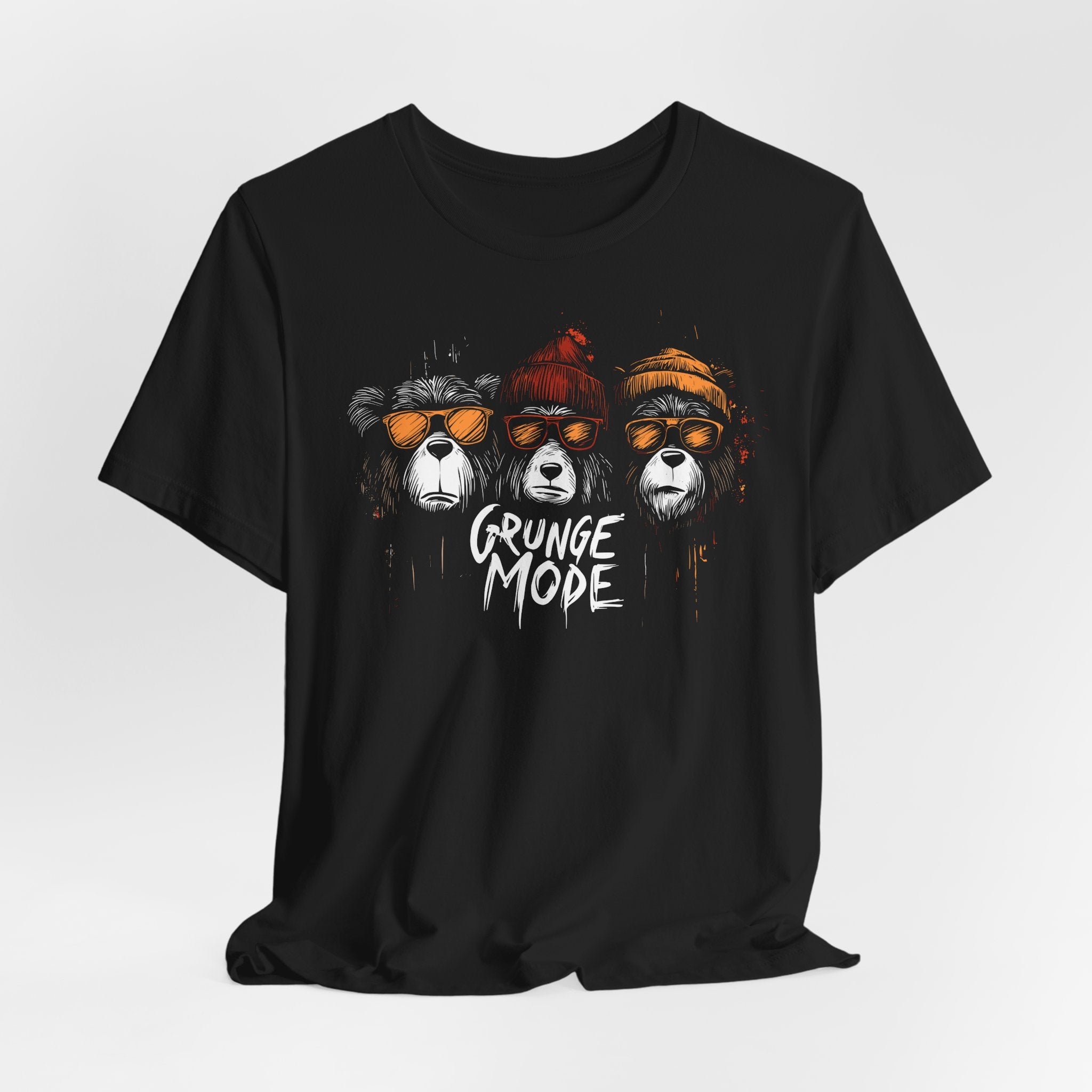 Grunge Mode T‑Shirt – Bear Trio Streetwear Graphic – Unisex Black UK