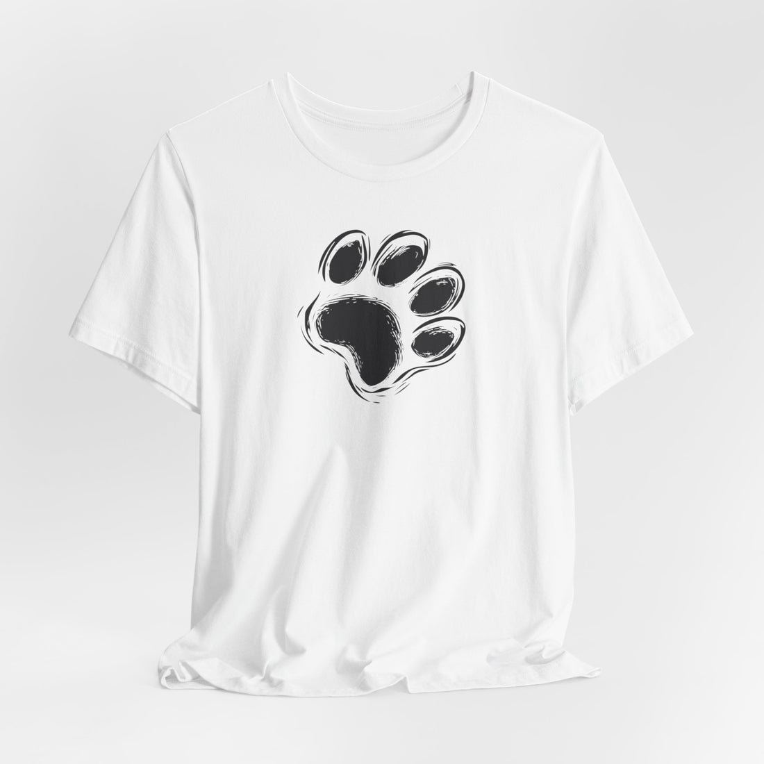 Paw Print T-Shirt | White Cotton Tee with Bold Black Paw Design | Stylish and Comfortable Unisex Shirt for Animal Lovers