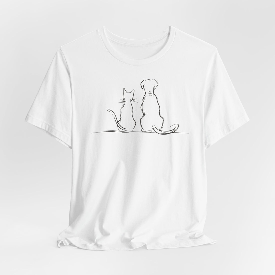 Cat and Dog Friendship T-shirt | Minimalist Pet Design | Animal Lover Gift Tee