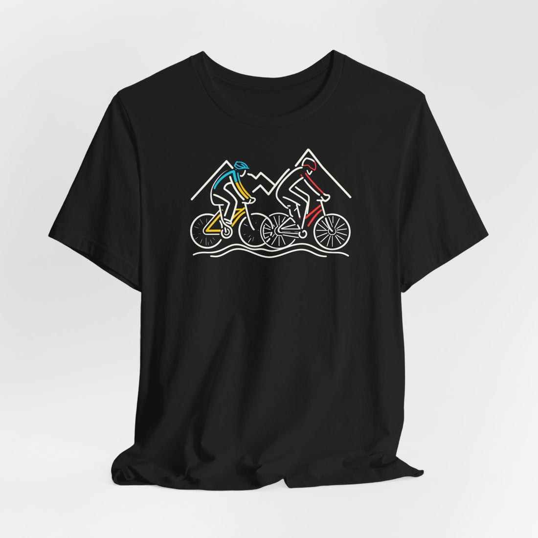 Mountain Biking T-Shirt | Line Art Cyclist Tee | Adventure Cycling Shirt | Minimalist Bike Design | Perfect Gift for Biking Enthusiasts