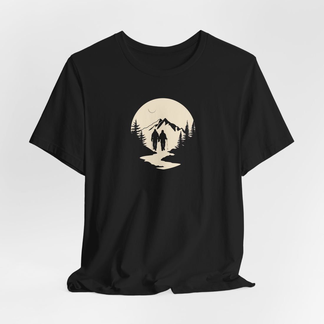 Moonlit Hiking Adventure T-shirt | Mountain Landscape Design | Outdoors Lover Gift Tee