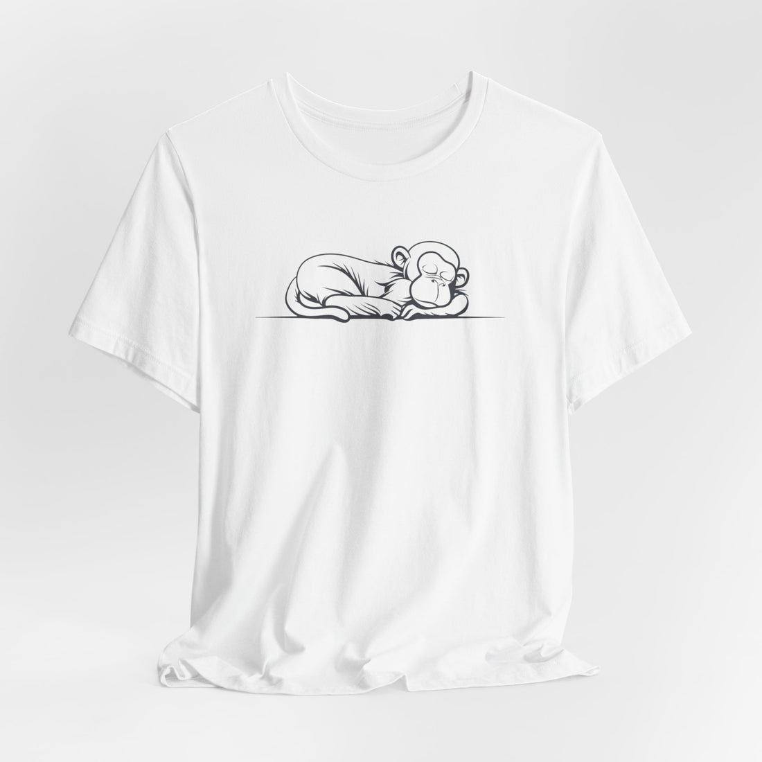 Sleeping Baby Monkey T-shirt | Minimalist Line Art | Casual Animal Graphic Tee