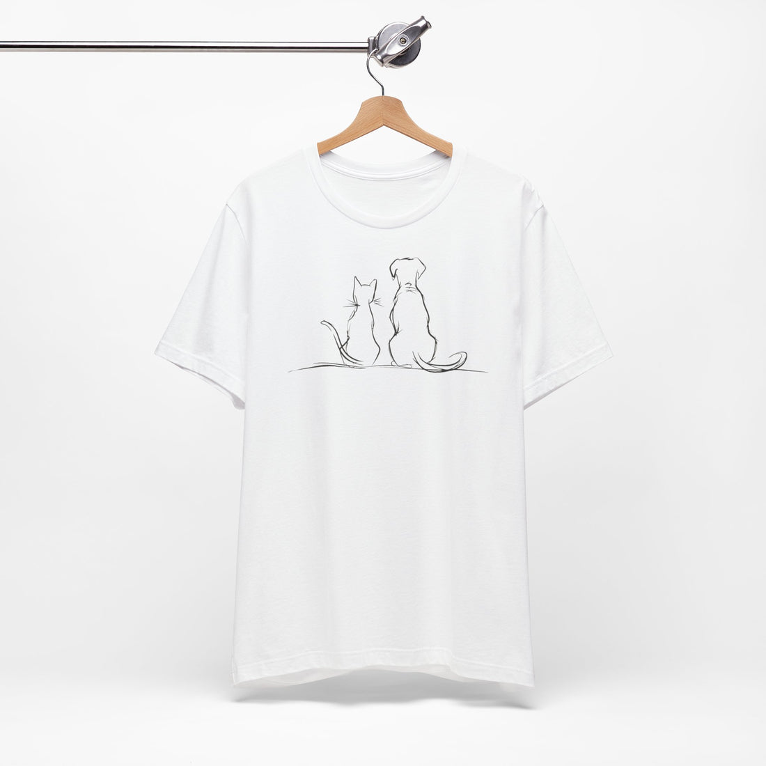 Cat and Dog Friendship T-shirt | Minimalist Pet Design | Animal Lover Gift Tee