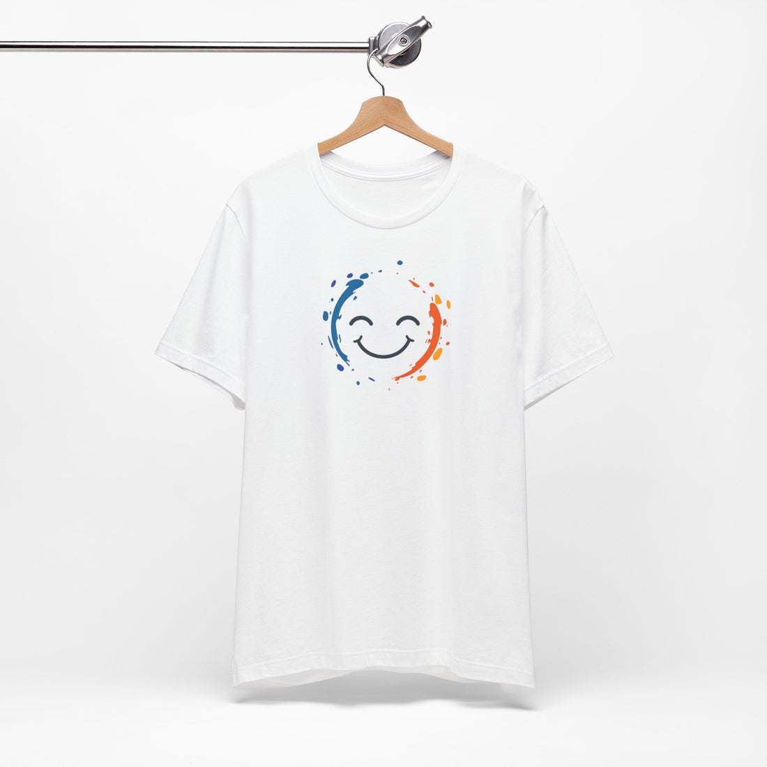 Color Splash Smiley T-Shirt | White Cotton Tee with Vibrant Happy Face Design | Comfortable and Stylish Unisex Shirt