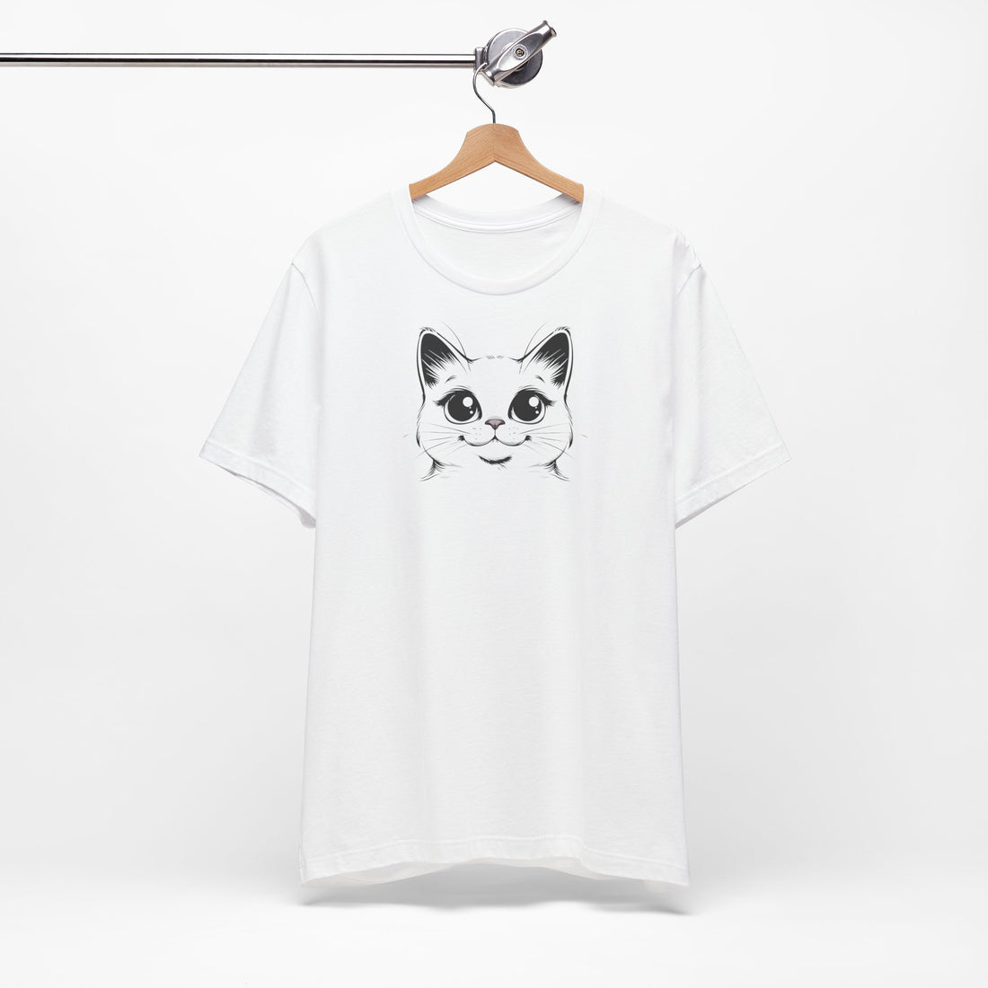 Cute Big-Eyed Cat T-shirt | Adorable Feline Art Design | Casual Animal Lover Tee