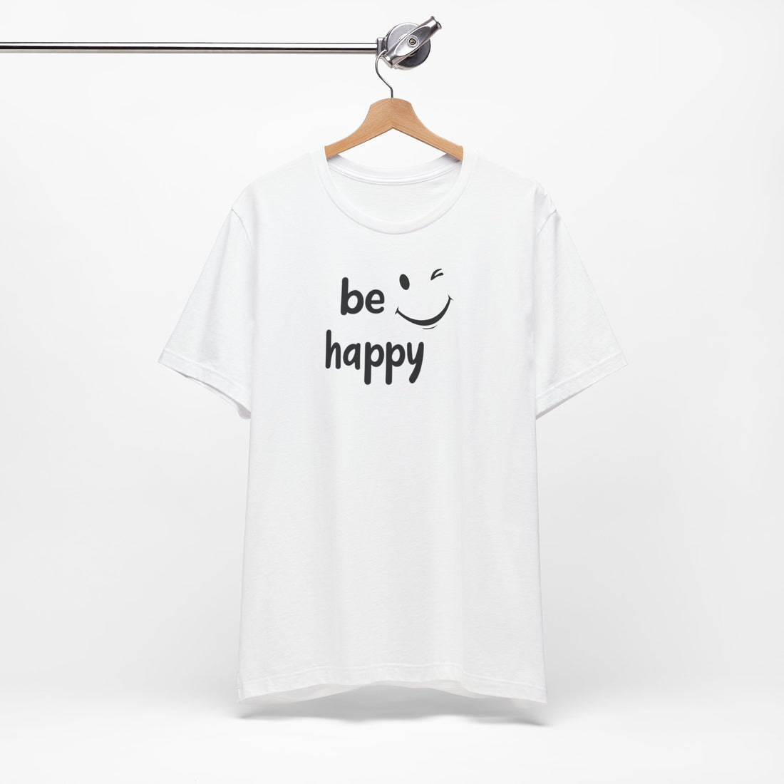 Be Happy T-Shirt | Black Cotton Tee with Motivational Quote and Smiley Design | Comfortable and Stylish Unisex Shirt