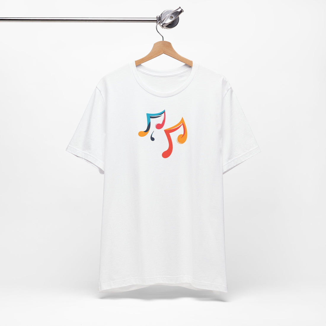 Colorful Music Notes T-Shirt | White Cotton Tee with Vibrant Musical Design | Stylish and Comfortable Unisex Shirt