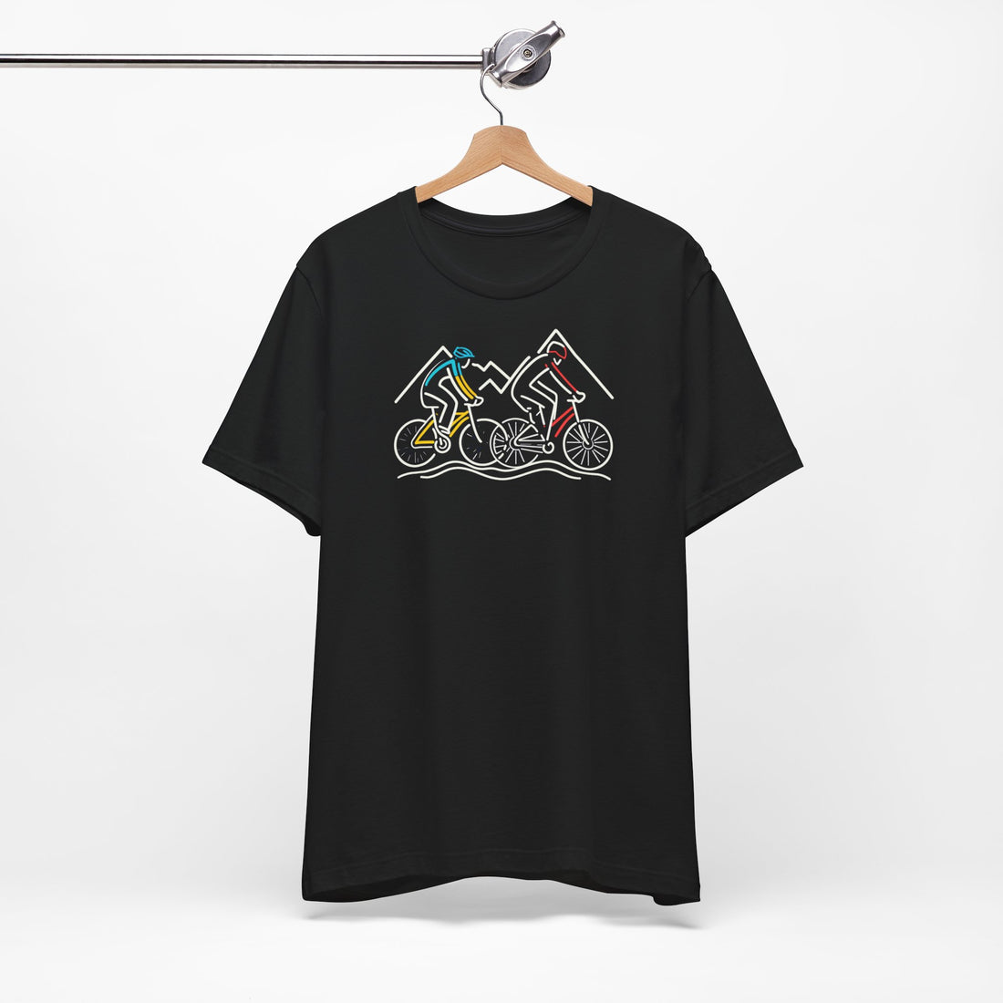 Mountain Biking T-Shirt | Line Art Cyclist Tee | Adventure Cycling Shirt | Minimalist Bike Design | Perfect Gift for Biking Enthusiasts